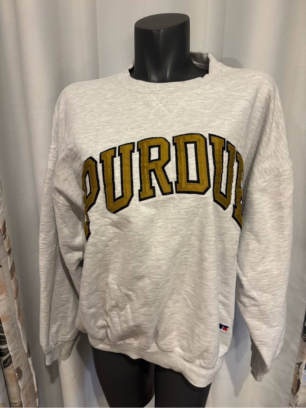 Russell Athletic Purdue Crewneck Sweatshirt - Light Gray with Gold Lettering